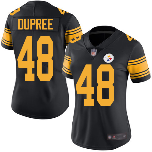 Women Pittsburgh Steelers Football #48 Limited Black Bud Dupree Rush Vapor Untouchable Nike NFL Jersey